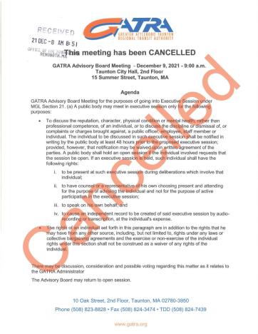 Gatra Meeting Cancelled