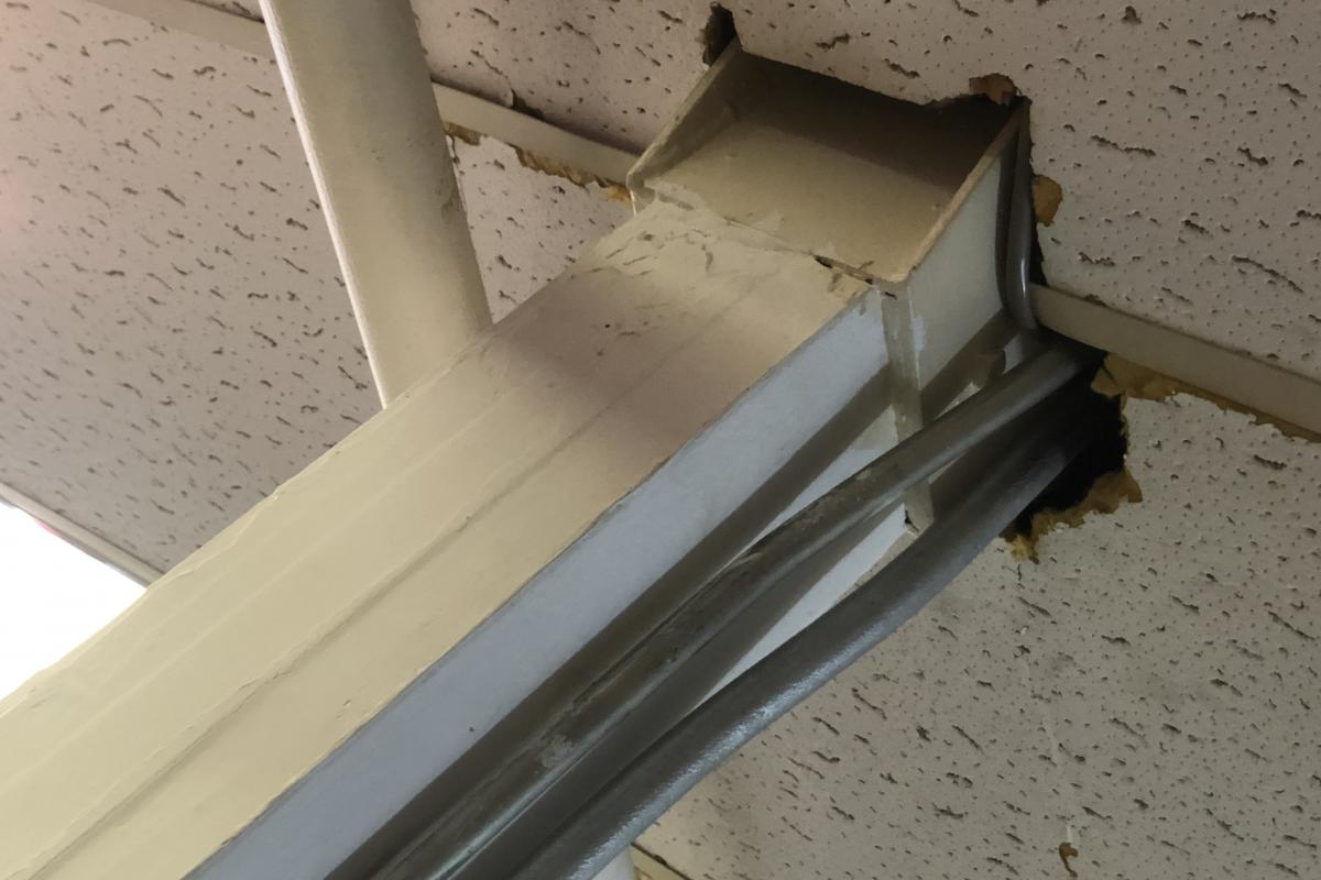Ceiling tiles never fitted properly to roof pillar