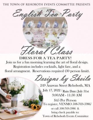 English Tea Party Flower Arranging Class  Dress for a Tea Party! Join us for  fun morning learning the art of floral design.  